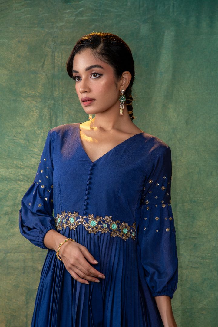 Royal Blue Embellished Anarkali dress – SM