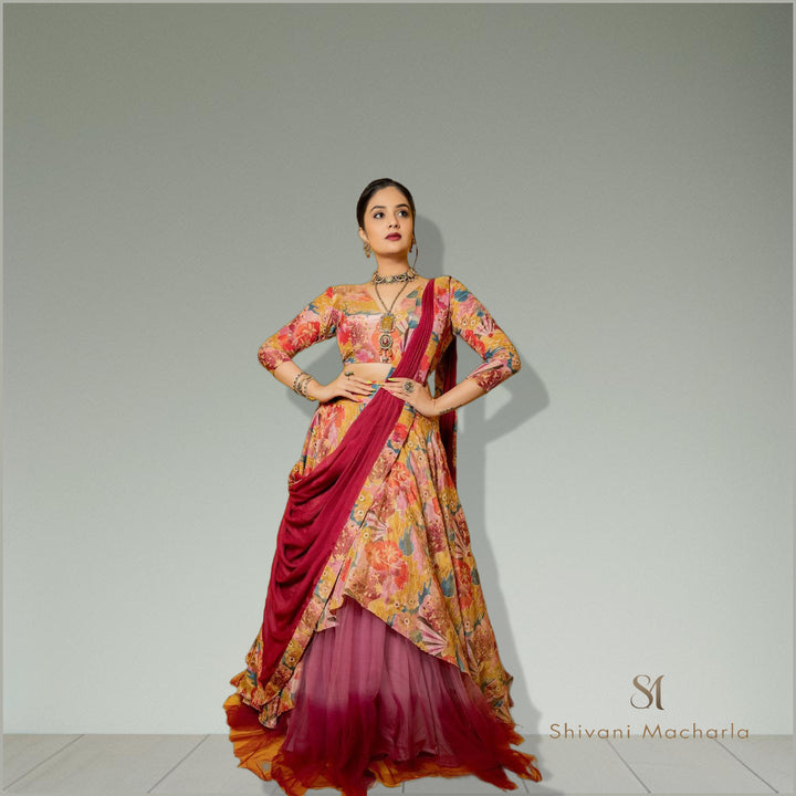 Floral dual shade lehenga