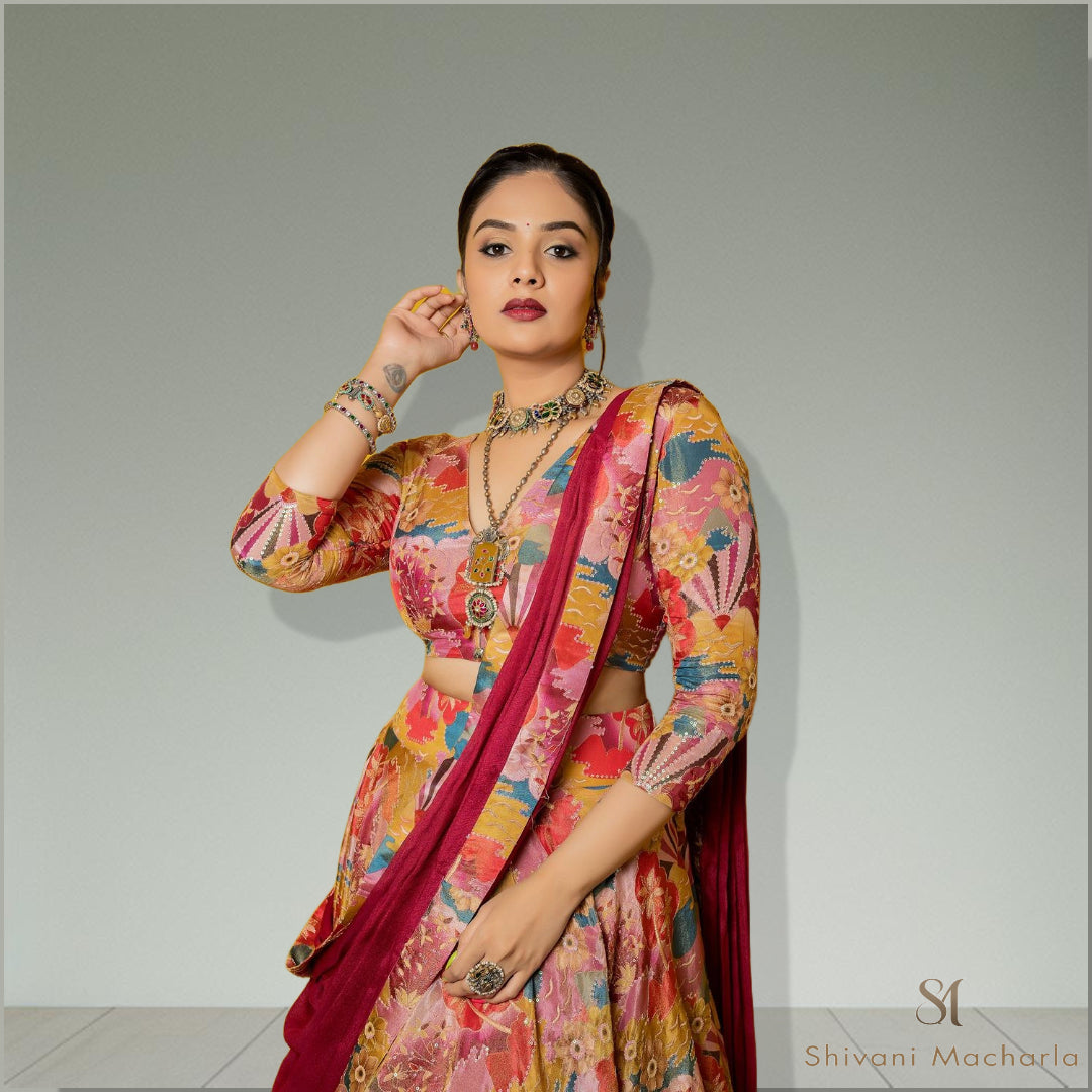 Floral dual shade lehenga