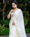 Beige ruffle saree