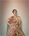 Tissue floral embroidery lehenga