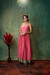 Pink embroidery crepe dress