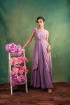 Lavender double layered embroidery dress