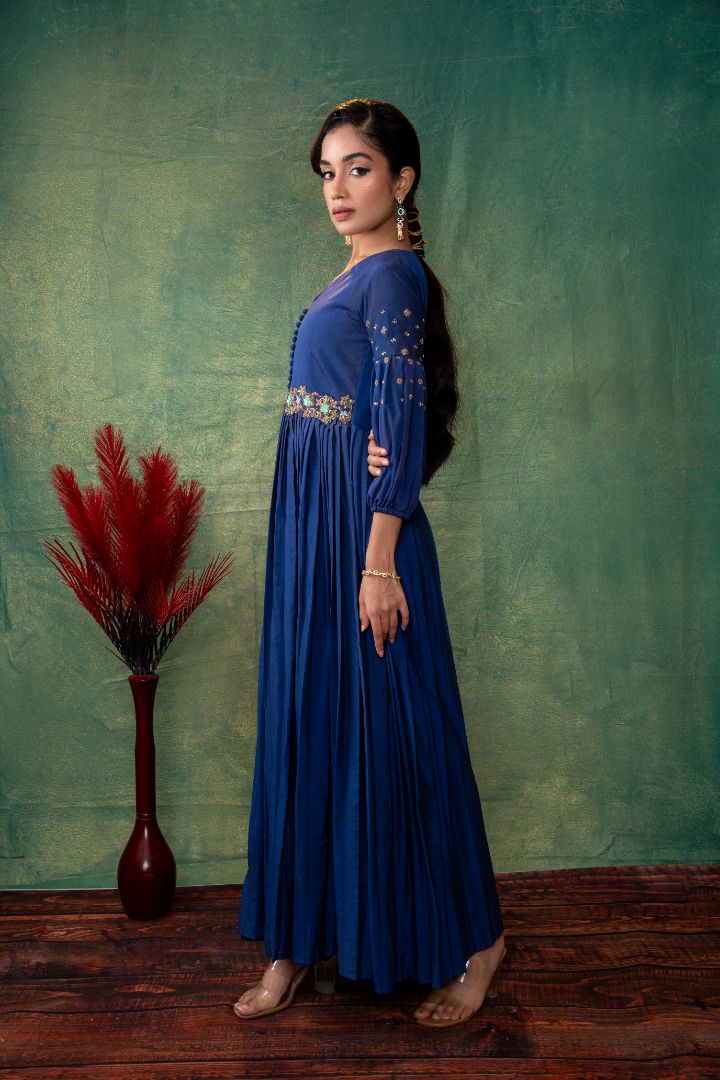 Royal Blue Embellished Anarkali dress SM Royal Blue Embellished Anarkali dress SM