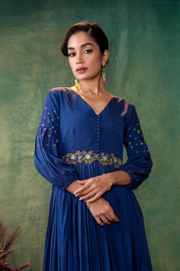 Royal Blue Embellished Anarkali dress