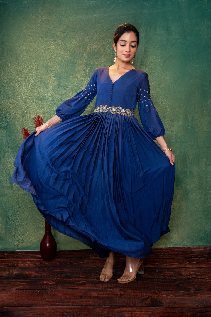 Royal Blue Embellished Anarkali dress