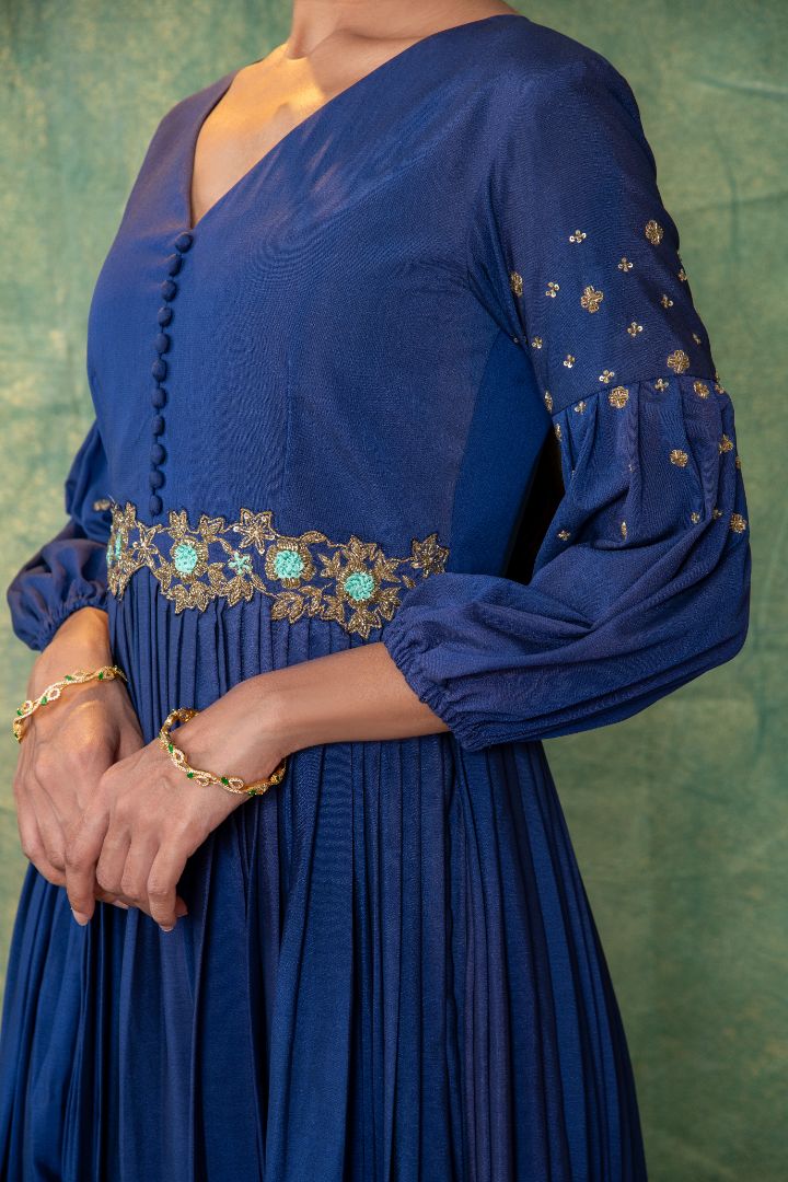 Royal Blue Embellished Anarkali dress