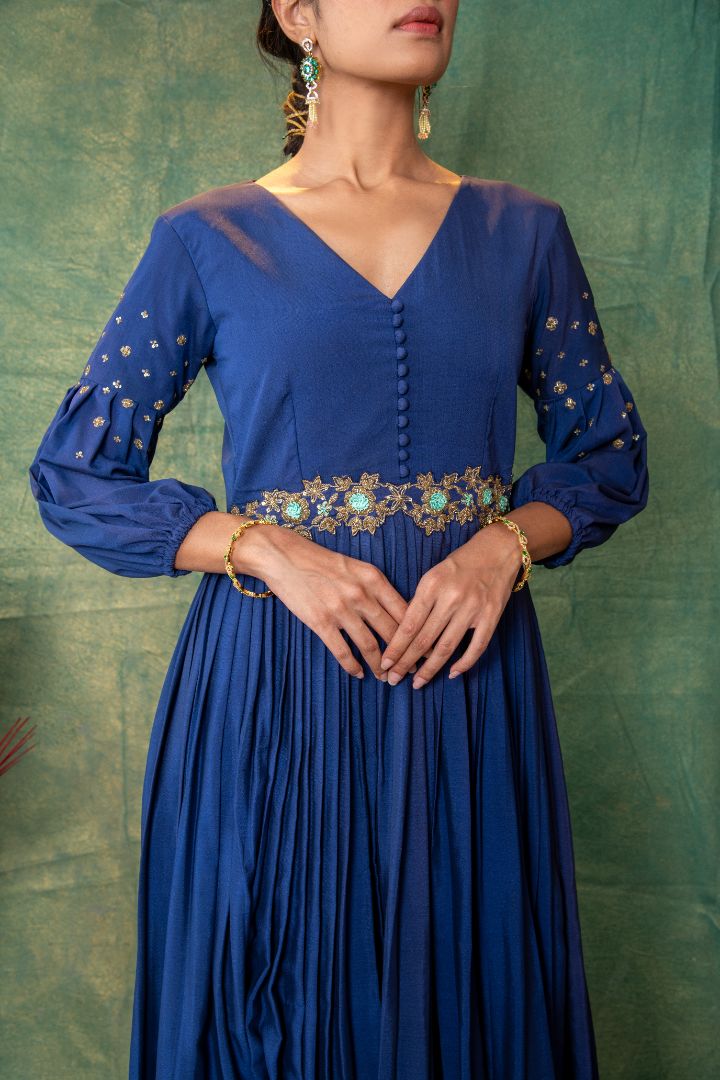 Royal Blue Embellished Anarkali dress