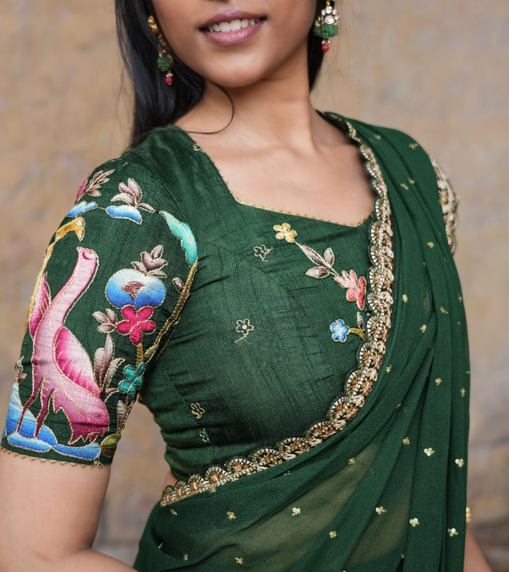 Green kalmkari lehenga
