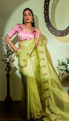 Tissue Lime embroidery saree