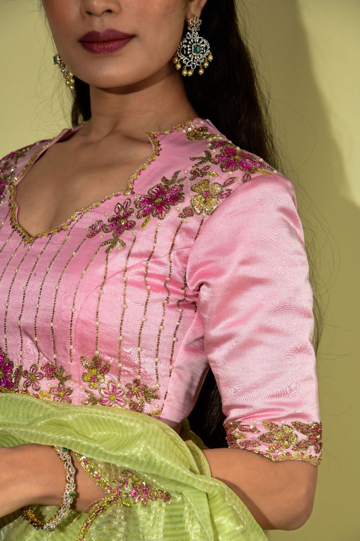 Tissue Lime embroidery saree