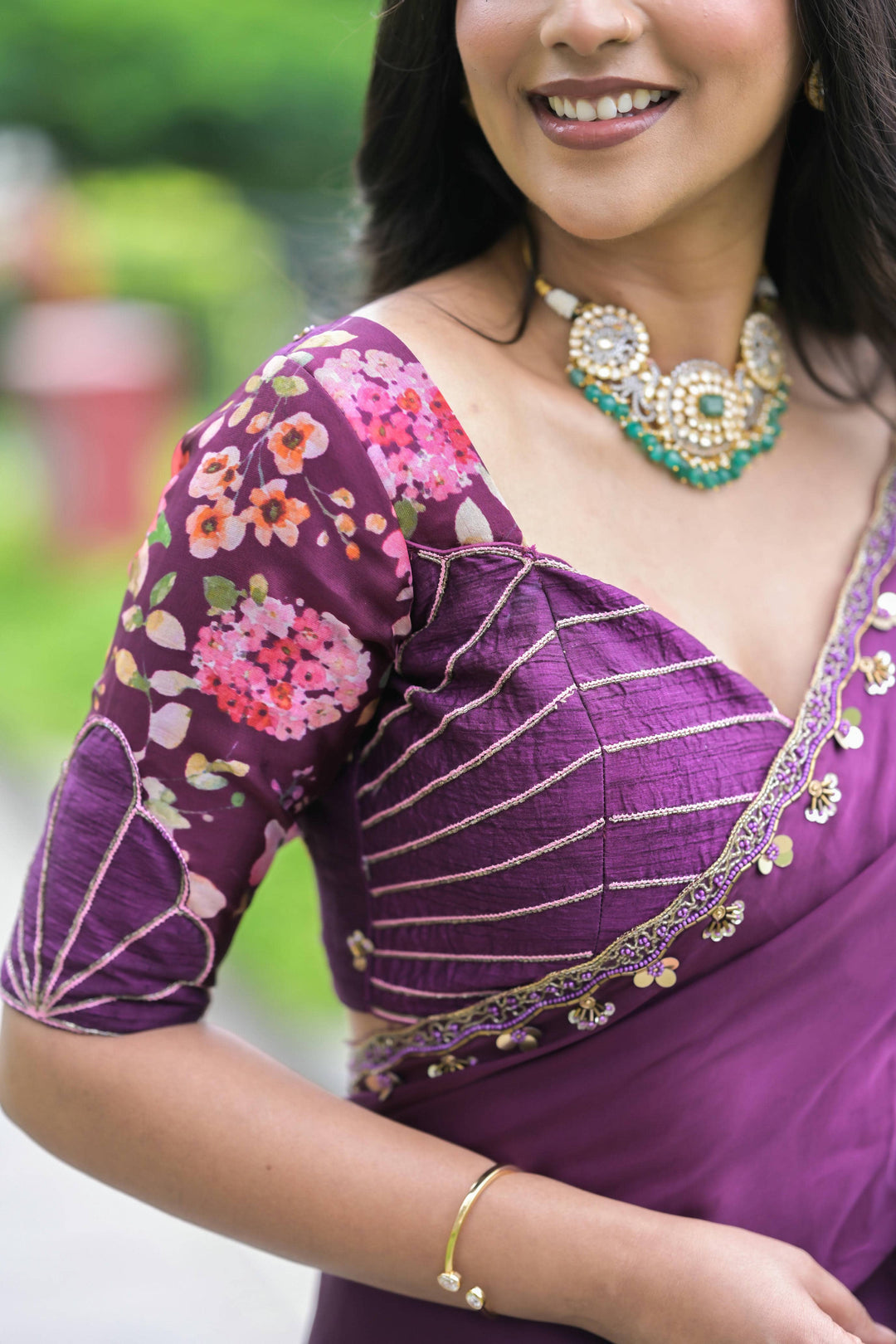 Floral Symphony in Orchid Purple Saree