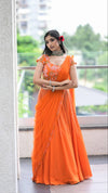 Sunburst Orange Floral Embroidered Lehenga