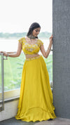 Sunshine Yellow Designer Lehenga with Delicate Thread Embroidery