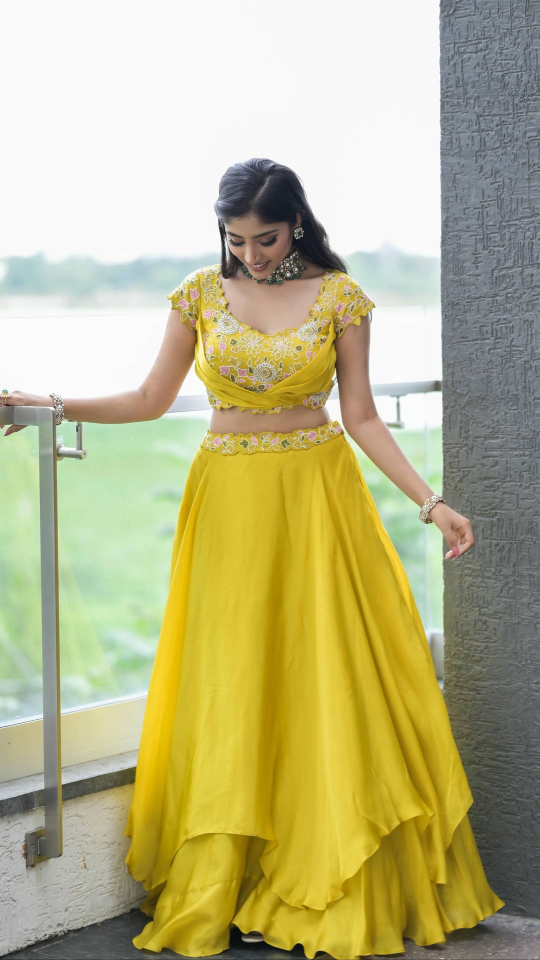 Sunshine Yellow Designer Lehenga with Delicate Thread Embroidery