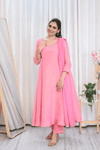 Blush Charm Designer Tissue Kurti Set with Pastel Embroidery