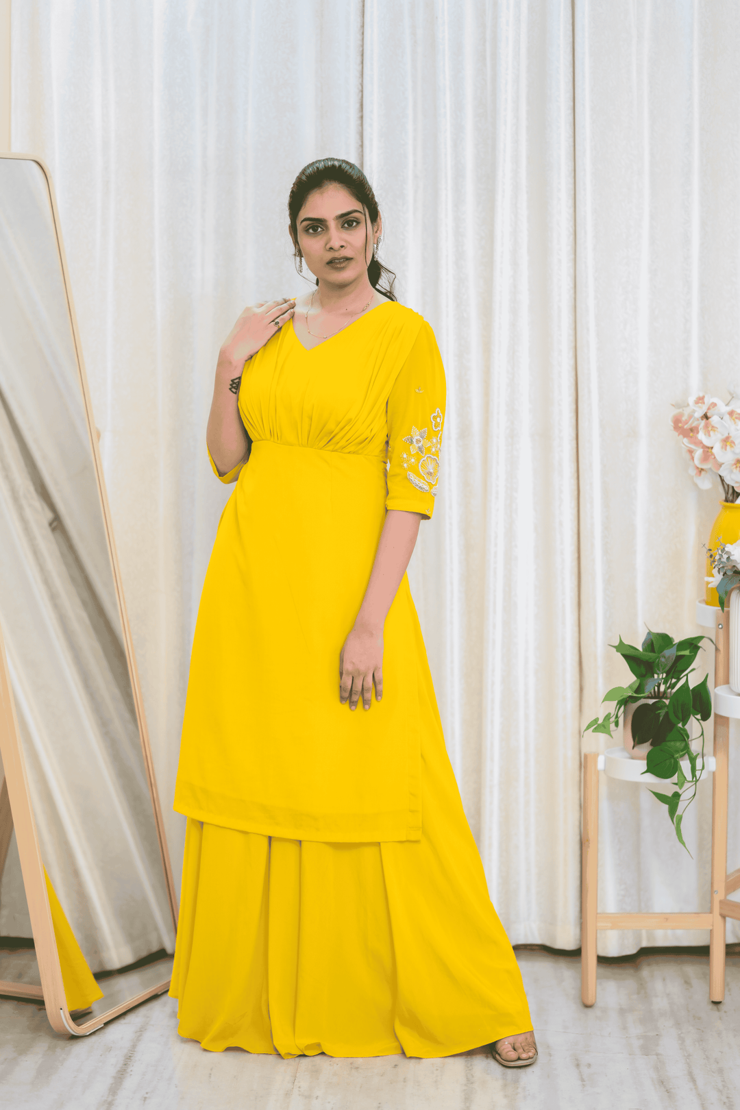 Marigold Glow Embroidered  Sharara