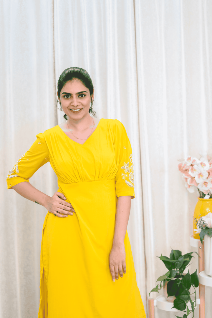 Marigold Glow Embroidered  Sharara