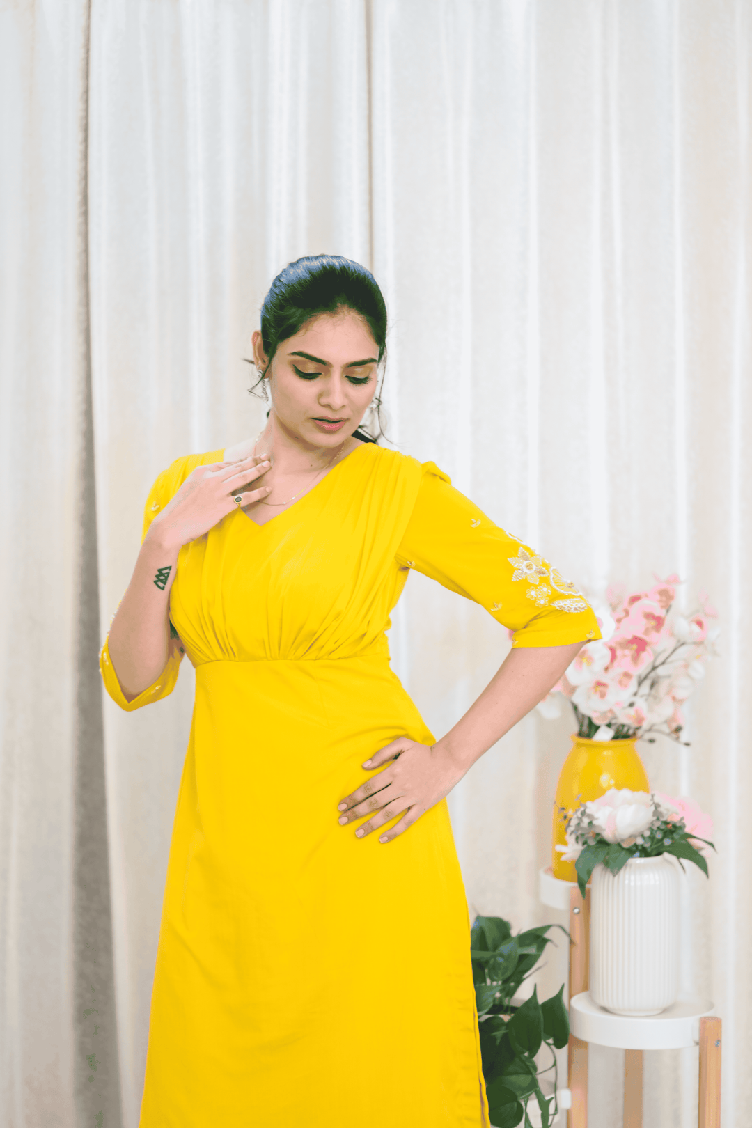 Marigold Glow Embroidered  Sharara