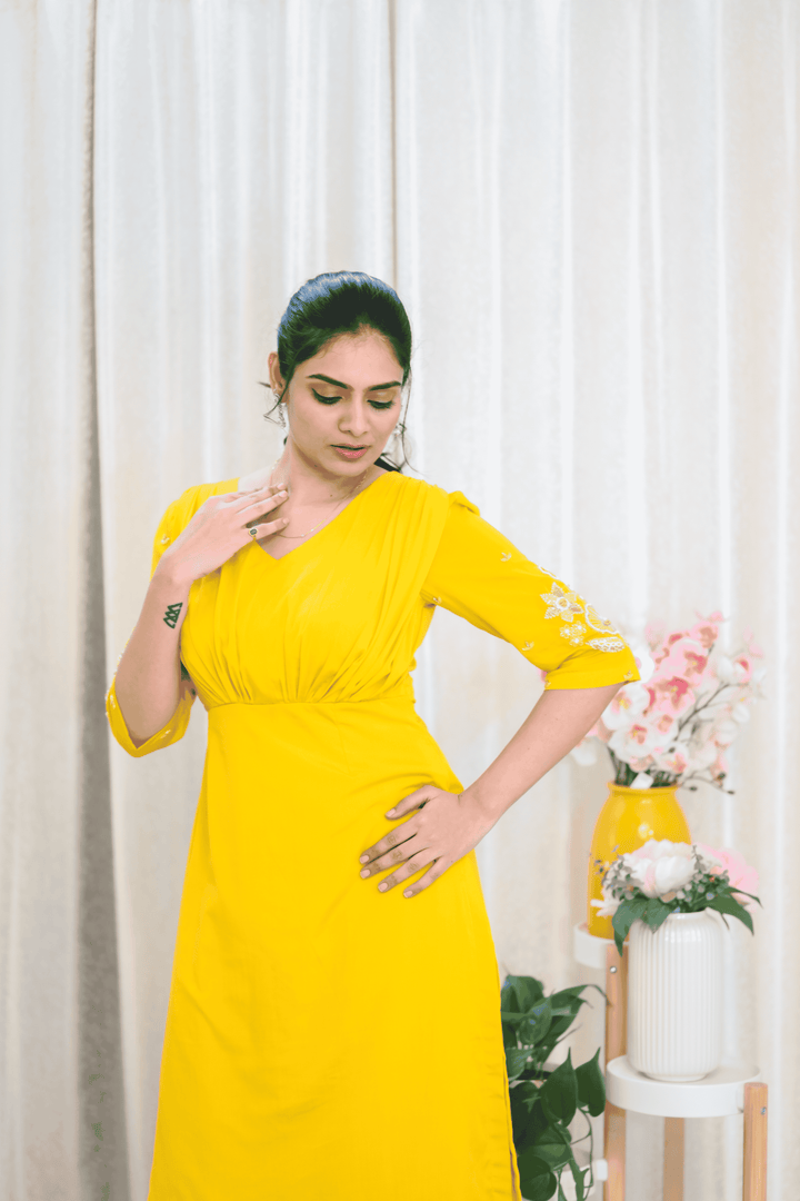 Marigold Glow Embroidered  Sharara