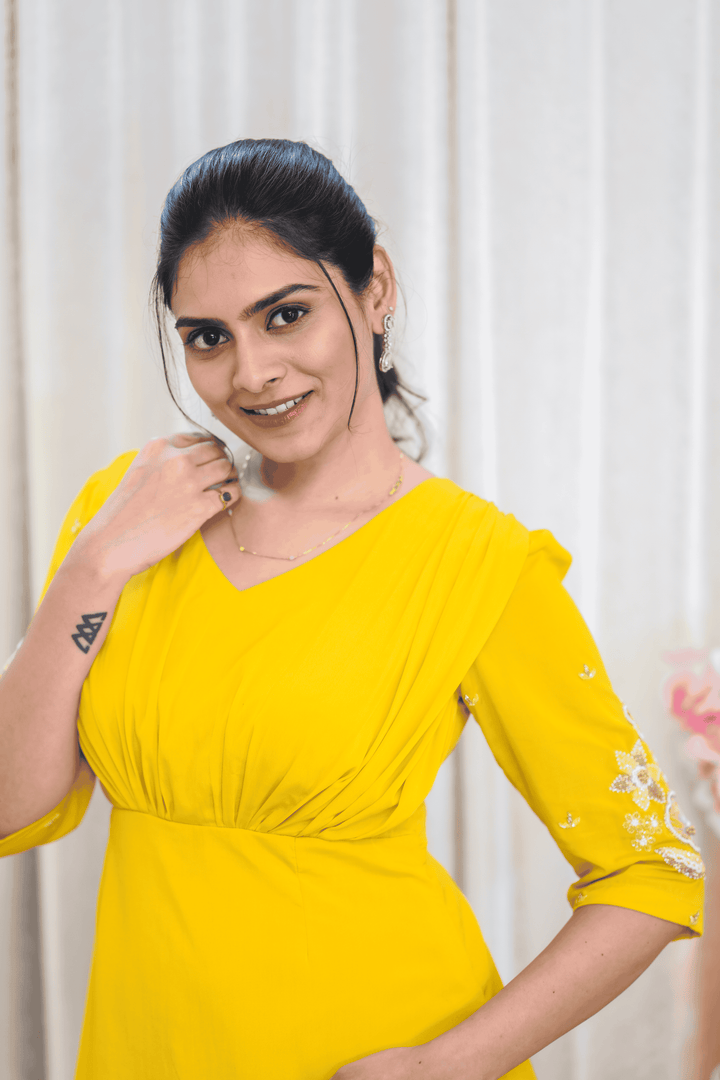 Marigold Glow Embroidered  Sharara