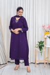 Elegant Violet Embroidered Kurti Set