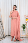 Blush Bloom – Sleeveless Straight Kurti Set  with Delicate Embroidery