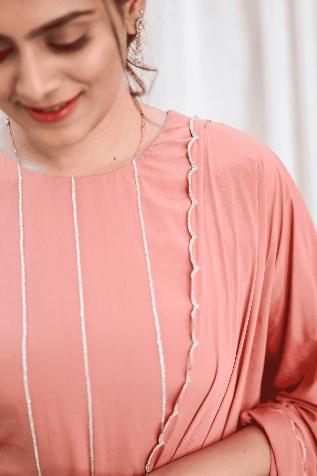 Blush Bloom – Sleeveless Straight Kurti Set  with Delicate Embroidery