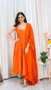 Amber Glow Tissue Anarkali Set