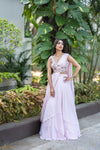 Light Pink Embroidery Layered Lehenga