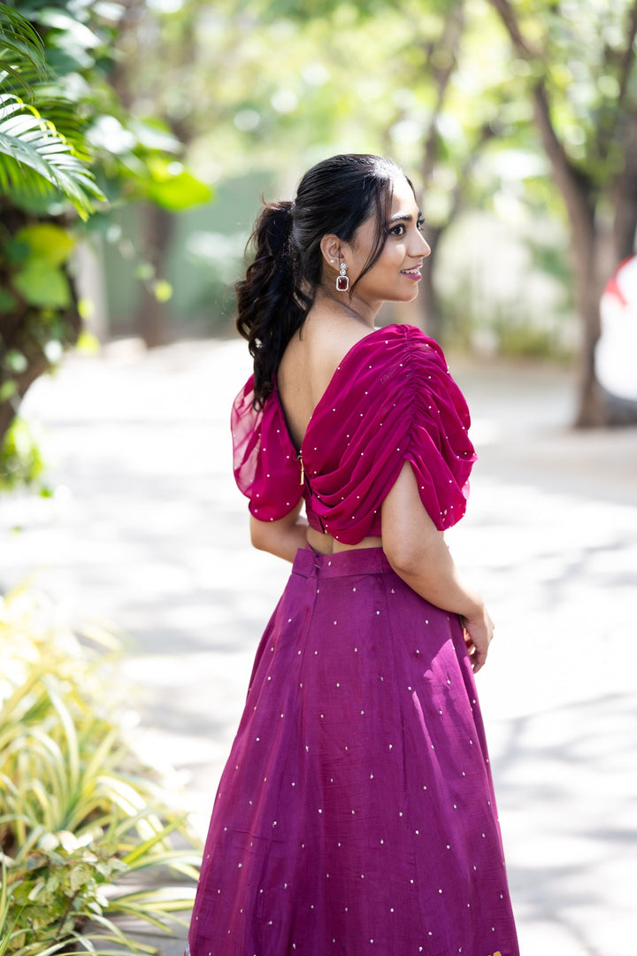 Wine Red Kalamkari Lehenga