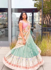Tissue Zari Kota Lehenga with Mint Green Skirt & Powder Rose Blouse